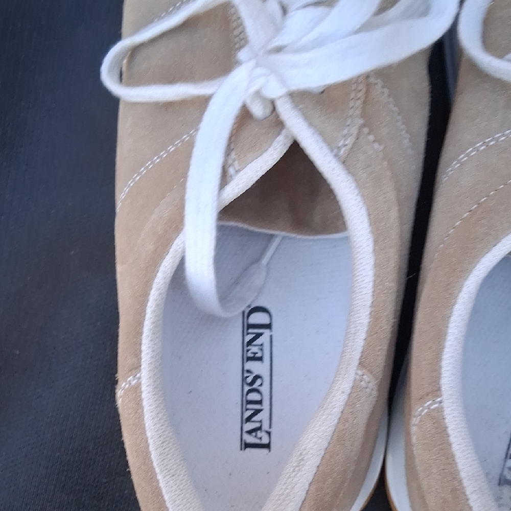 Lands' End Tan Suede Sneakers - Picture 2 of 8